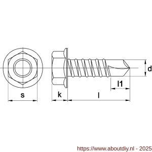 Kobout 47504KA235019 zelfborende schroef zeskantkop met flens DIN 7504K A2 ST 3.5x19 mm SW 5.5 - A50486556 - afbeelding 1