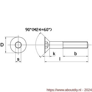 Kobout 37991EV16090 binnenzeskantbout verzonkenkop DIN 7991 10.9 galvanisch verzinkt M16x90 - A50452928 - afbeelding 1
