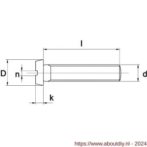 Kobout 684MB04016 metaalschroef cilinderkop zaagsnede DIN 84 messing blank M4x16 - A50450565 - afbeelding 1