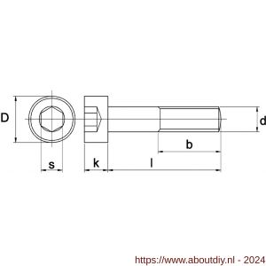 Kobout 4912A48020100 binnenzeskantbout cilinderkop DIN 912 RVS A4-80 M20x100 - A50451166 - afbeelding 1