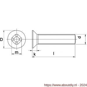 Kobout 4965A203025 metaalschroef verzonkenkop Philipsdrive (kruiskop) DIN 965 RVS A2 M3x25 - A50452239 - afbeelding 1