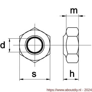 Kobout 5BMEV078UNC zelfborgende zeskantmoer kunststof ring type NE grade 2 galvanisch verzinkt 7/8 - A50457811 - afbeelding 1