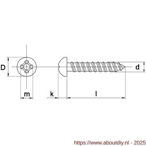 Kobout 4SCA204035 spaanplaatschroef cilinderkop Pozidrive (kruiskop) RVS A2 4x35 - A50487192 - afbeelding 1