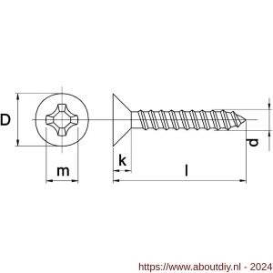 Kobout 6SPEV03010 spaanplaatschroef verzonkenkop Pozidrive (kruiskop) galvanisch verzinkt 3x10 - A50453736 - afbeelding 1