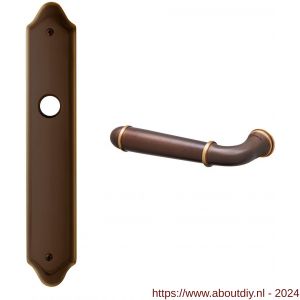 Mandelli1953 1340L Hartu deurkruk gatdeel linkswijzend op langschild 260x47 mm blind mat brons - A21016218 - afbeelding 1