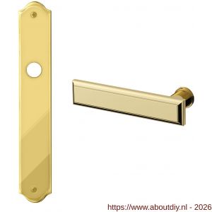Mandelli1953 1740L PC92 Kuki deurkruk gatdeel op langschild 282x48 mm PC92 linkswijzend messing gepolijst - A21015588 - afbeelding 1