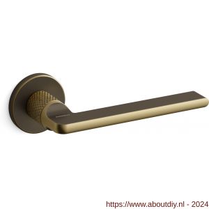 Mandelli1953 1751R Grint deurkruk gatdeel op rozet 50x6 mm rechtswijzend gegraveerd mat brons - A21012051 - afbeelding 1