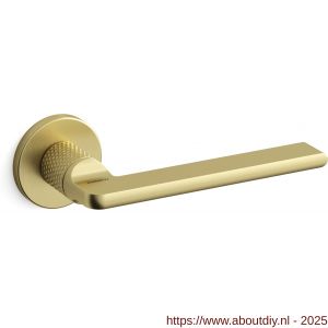 Mandelli1953 1751R Grint deurkruk gatdeel op rozet 50x6 mm rechtswijzend gegraveerd mat messing - A21012045 - afbeelding 1