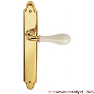 Mandelli1953 640R Doge deurkruk gatdeel rechtswijzend op langschild 260x47 mm blind messing gepolijst - A21013491 - afbeelding 1
