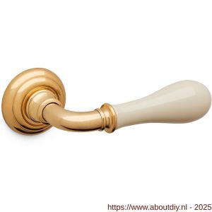 Mandelli1953 641 Doge deurkruk op rozet 51x12 mm messing gepolijst-ivoor porselein - A21014498 - afbeelding 1
