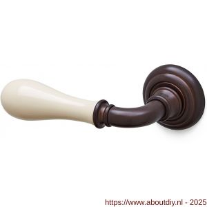 Mandelli1953 641L Doge deurkruk gatdeel op rozet 51x12 mm linkswijzend antiek brons-ivoor porselein - A21015237 - afbeelding 1