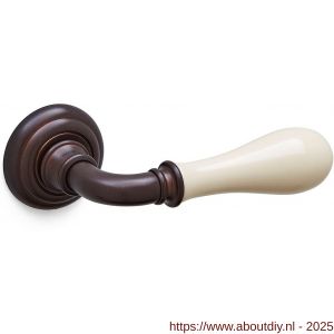 Mandelli1953 641R Doge deurkruk gatdeel op rozet 51x12 mm rechtswijzend antiek brons-ivoor porselein - A21015238 - afbeelding 1