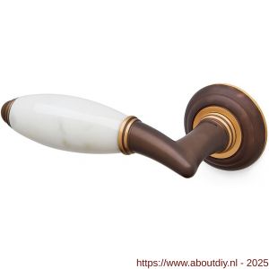 Mandelli1953 8001L Paros deurkruk gatdeel op rozet 51x12 mm linkswijzend mat brons - A21015253 - afbeelding 1