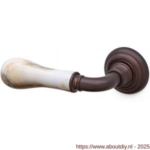 Mandelli1953 8011L Naxos deurkruk gatdeel op rozet 51x12 mm linkswijzend antiek brons - A21015233 - afbeelding 1
