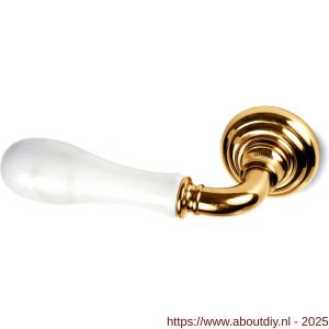 Mandelli1953 8011L Naxos deurkruk gatdeel op rozet 51x12 mm linkswijzend 24k goud - A21015175 - afbeelding 1