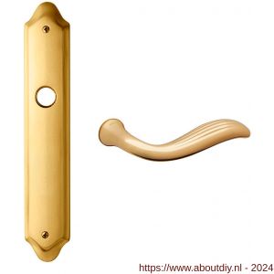 Mandelli1953 980R Plisse deurkruk gatdeel rechtswijzend op langschild 260x47 mm blind messing gepolijst-mat messing - A21015658 - afbeelding 1