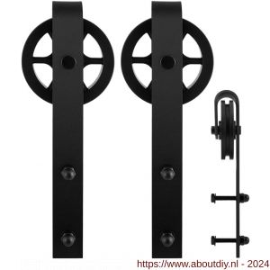 GPF Bouwbeslag ZwartWit 0502.61 schuifdeurhanger set Teho zwart voor extra deur zwart - A21008176 - afbeelding 1