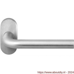 GPF Bouwbeslag RVS 1001.09-04 Aka deurkruk op ovale rozet 70x32x10 mm RVS mat geborsteld - A21009201 - afbeelding 1