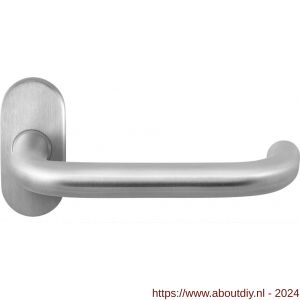 GPF Bouwbeslag RVS 1006.09-04 Hoa deurkruk op ovale rozet 70x32x10 mm RVS mat geborsteld - A21009205 - afbeelding 1