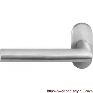 GPF Bouwbeslag RVS 1015.09-04L Toi deurkruk op ovale rozet RVS 70x32x10 mm linkswijzend RVS mat geborsteld - A21009989 - afbeelding 1