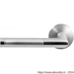 GPF Bouwbeslag RVS 1040.09/49-00L/R Kohu Duo deurkruk gatdeel op ronde rozet 50x8 mm links-rechtswijzend RVS mat geborsteld-RVS gepolijst - A21013816 - afbeelding 1