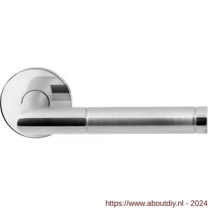 GPF Bouwbeslag RVS 1040.49/09-00 Kohu Duo deurkruk op ronde rozet 50x8 mm RVS gepolijst-RVS mat geborsteld - A21013817 - afbeelding 1