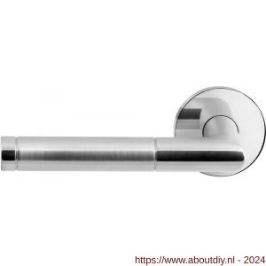 GPF Bouwbeslag RVS 1040.49/09-00L/R Kohu Duo deurkruk gatdeel op ronde rozet 50x8 mm links-rechtswijzend RVS gepolijst-RVS mat geborsteld - A21013818 - afbeelding 1