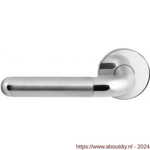 GPF Bouwbeslag RVS 1060.49/09-00L/R Maku Duo deurkruk gatdeel op ronde rozet 50x8 mm links-rechtswijzend RVS gepolijst-RVS mat geborsteld - A21013826 - afbeelding 1