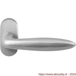 GPF Bouwbeslag RVS 1315.09-04R GPF1315.04R Pepe deurkruk op ovale rozet 70x32x10 mm rechtswijzend RVS mat geborsteld - A21010045 - afbeelding 1