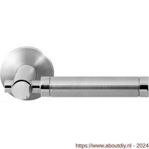 GPF Bouwbeslag RVS 2075.09/49-00 Moko Duo deurkruk op ronde rozet 50x8 mm RVS mat geborsteld-RVS gepolijst - A21013844 - afbeelding 1
