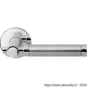 GPF Bouwbeslag RVS 2075.49/09-00 Moko Duo deurkruk op ronde rozet 50x8 mm RVS gepolijst-RVS mat geborsteld - A21013846 - afbeelding 1
