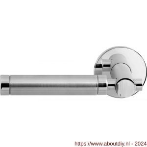 GPF Bouwbeslag RVS 2075.49/09-00L/R Moko Duo deurkruk gatdeel op ronde rozet 50x8 mm links-rechtswijzend RVS gepolijst-RVS mat geborsteld - A21013847 - afbeelding 1