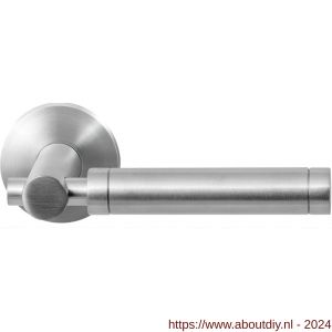 GPF Bouwbeslag RVS 2077.09-00 Moko deurkruk op ronde rozet 50x8 mm RVS mat geborsteld - A21009252 - afbeelding 1