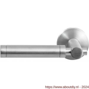 GPF Bouwbeslag RVS 2077.09-00L/R Moko deurkruk gatdeel op ronde rozet 50x8 mm links-rechtswijzend RVS mat geborsteld - A21010081 - afbeelding 1