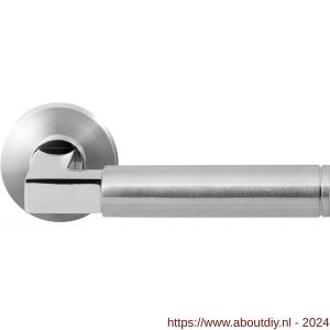 GPF Bouwbeslag RVS 2080.09/49-00 Kuri Duo deurkruk gatdeel op ronde rozet 50x8 mm RVS mat geborsteld-RVS gepolijst - A21013848 - afbeelding 1