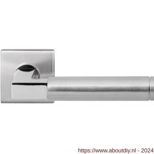GPF Bouwbeslag RVS 2080.09/49-02L/R Kuri Duo deurkruk gatdeel op vierkant rozet 50x50x8 mm links-rechtswijzend RVS mat geborsteld-RVS gepolijst - A21013852 - afbeelding 1