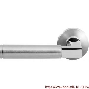 GPF Bouwbeslag RVS 2080.09/49-00L/R Kuri Duo deurkruk gatdeel op ronde rozet 50x8 mm links-rechtswijzend mat geborsteld-RVS gepolijst - A21013850 - afbeelding 1