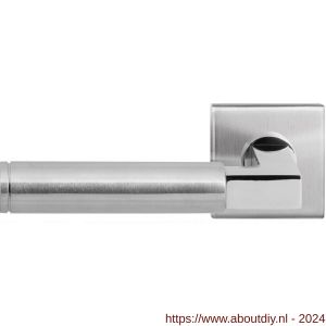 GPF Bouwbeslag RVS 2080.09/49-02L/R Kuri Duo deurkruk gatdeel op vierkant rozet 50x50x8 mm links-rechtswijzend RVS mat geborsteld-RVS gepolijst - A21013851 - afbeelding 1
