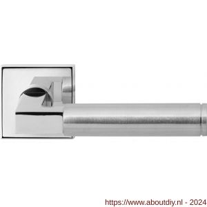 GPF Bouwbeslag RVS 2080.49/09-02L/R Kuri Duo deurkruk gatdeel op vierkant rozet 50x50x8 mm links-rechtswijzend RVS gepolijst-RVS mat geborsteld - A21013857 - afbeelding 1