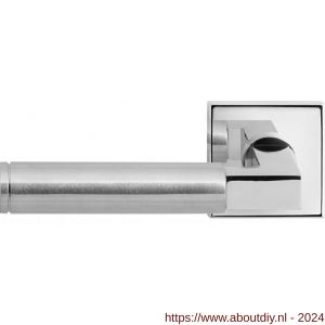 GPF Bouwbeslag RVS 2080.49/09-02L/R Kuri Duo deurkruk gatdeel op vierkant rozet 50x50x8 mm links-rechtswijzend RVS gepolijst-RVS mat geborsteld - A21013856 - afbeelding 1