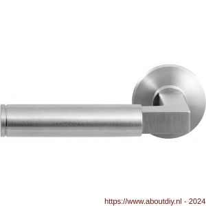 GPF Bouwbeslag RVS 2082.09-00L/R Tiki deurkruk gatdeel op ronde rozet 50x8 mm links-rechtswijzend RVS mat geborsteld - A21010082 - afbeelding 1