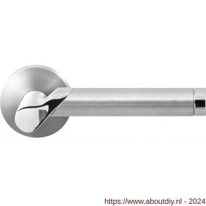 GPF Bouwbeslag RVS 3025.09/49-00 Horo Duo deurkruk op ronde rozet 50x8 mm RVS mat geborsteld-RVS gepolijst 50x8 mm - A21013876 - afbeelding 1
