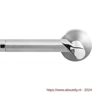 GPF Bouwbeslag RVS 3025.09/49-00L Horo Duo deurkruk gatdeel op ronde rozet 50x8 mm linkswijzend RVS mat geborsteld-RVS gepolijst - A21013877 - afbeelding 1