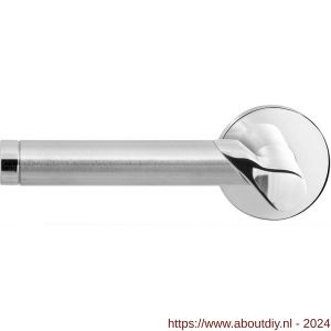 GPF Bouwbeslag RVS 3025.49/09-00L Horo Duo deurkruk gatdeel op ronde rozet 50x8 mm linkswijzend RVS gepolijst-RVS mat geborsteld - A21013880 - afbeelding 1