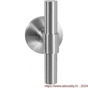 GPF Bouwbeslag RVS 3046.09-00L/R Hipi Deux deurkruk gatdeel op ronde rozet 50x8 mm links-rechtswijzend RVS mat geborsteld - A21010111 - afbeelding 1