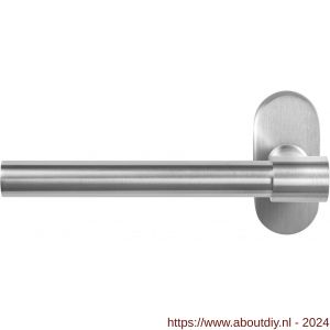 GPF Bouwbeslag RVS 3051.09-04L Hipi Deux deurkruk gatdeel op ovale rozet 70x32x10 mm linkswijzend RVS mat geborsteld - A21010136 - afbeelding 1