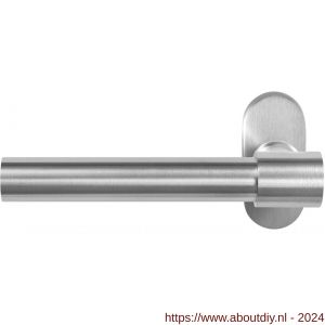 GPF Bouwbeslag RVS 3052.09-04L Hipi Deux+ deurkruk gatdeel op ovale rozet 70x32x10 mm linkswijzend RVS mat geborsteld - A21010151 - afbeelding 1