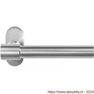GPF Bouwbeslag RVS 3052.09-04R Hipi Deux+ deurkruk gatdeel op ovale rozet 70x32x10 mm rechtswijzend RVS mat geborsteld - A21010152 - afbeelding 1