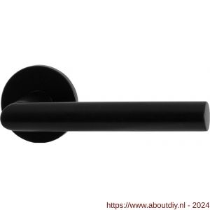 GPF Bouwbeslag Entree 610VZR L-haaks model 19 mm deurkruk gatdeel op rozet 53x6 mm rechtswijzend zwart egaal - A21010207 - afbeelding 1