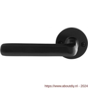 GPF Bouwbeslag Smeedijzer 6235.60-00L/R Ilo deurkruk gatdeel op ronde rozet 53x5 mm links-rechtswijzend smeedijzer zwart - A21009593 - afbeelding 1